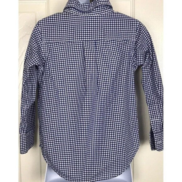 Chaps 3/3T Boys Long Sleeve Button Down Shirt Blue White Gingham Checks Plaid - Picture 4 of 6